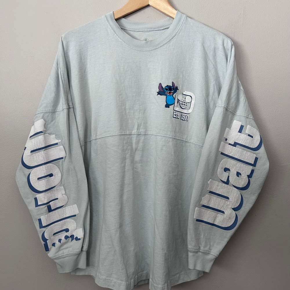 Disney Parks Spirit Jersey Stitch Womens S Blue Walt Disney World Puff Sleeve